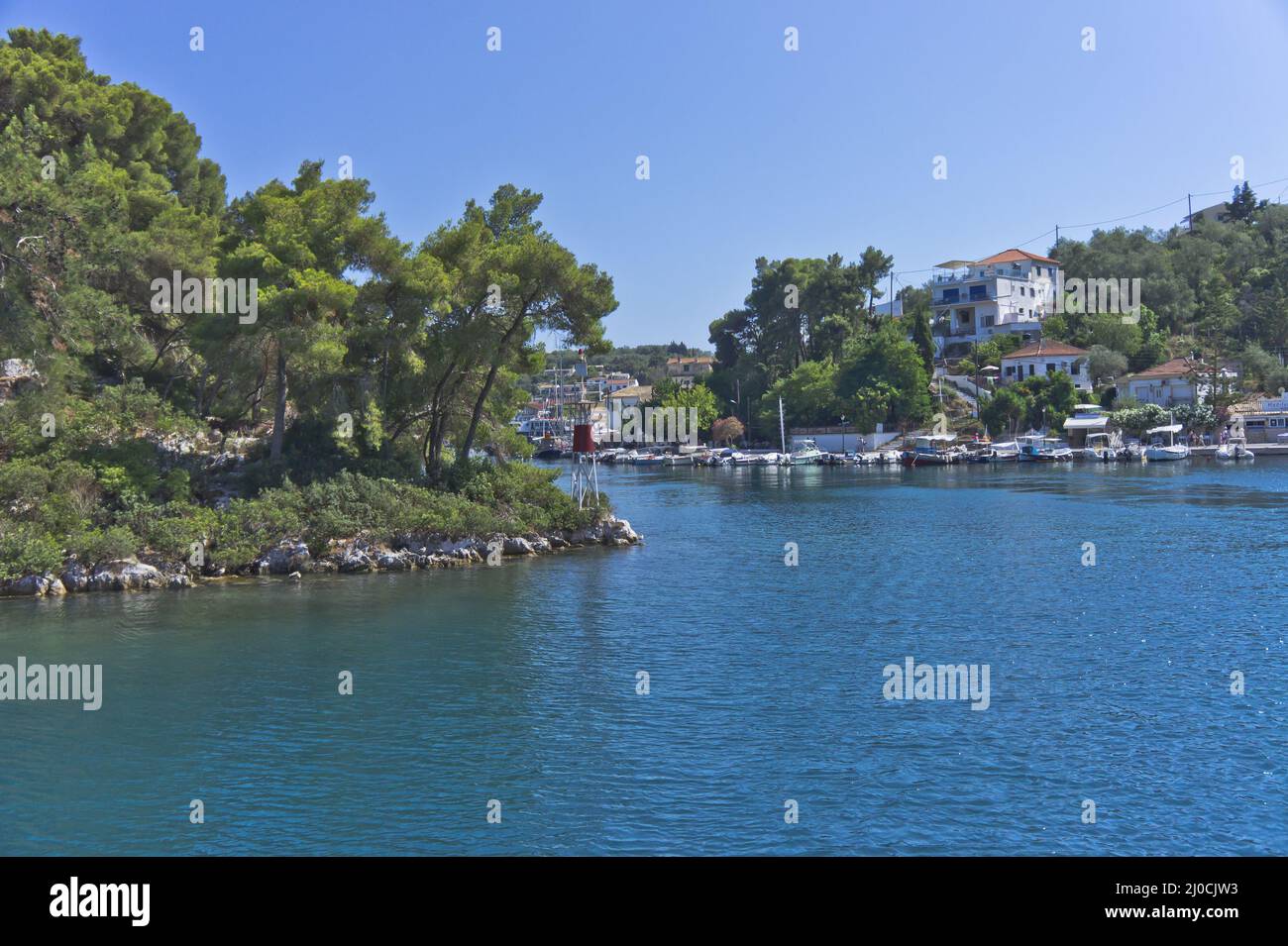 Paxos Island, vue sur le port, Grèce Banque D'Images
