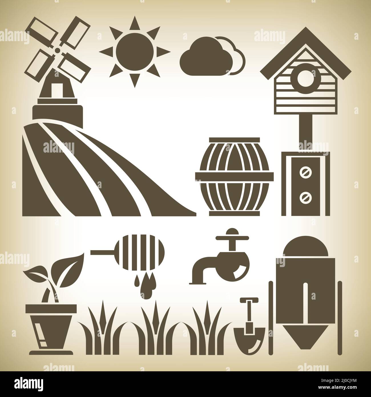 illustration des éléments d'agriculture et d'agriculture Illustration de Vecteur
