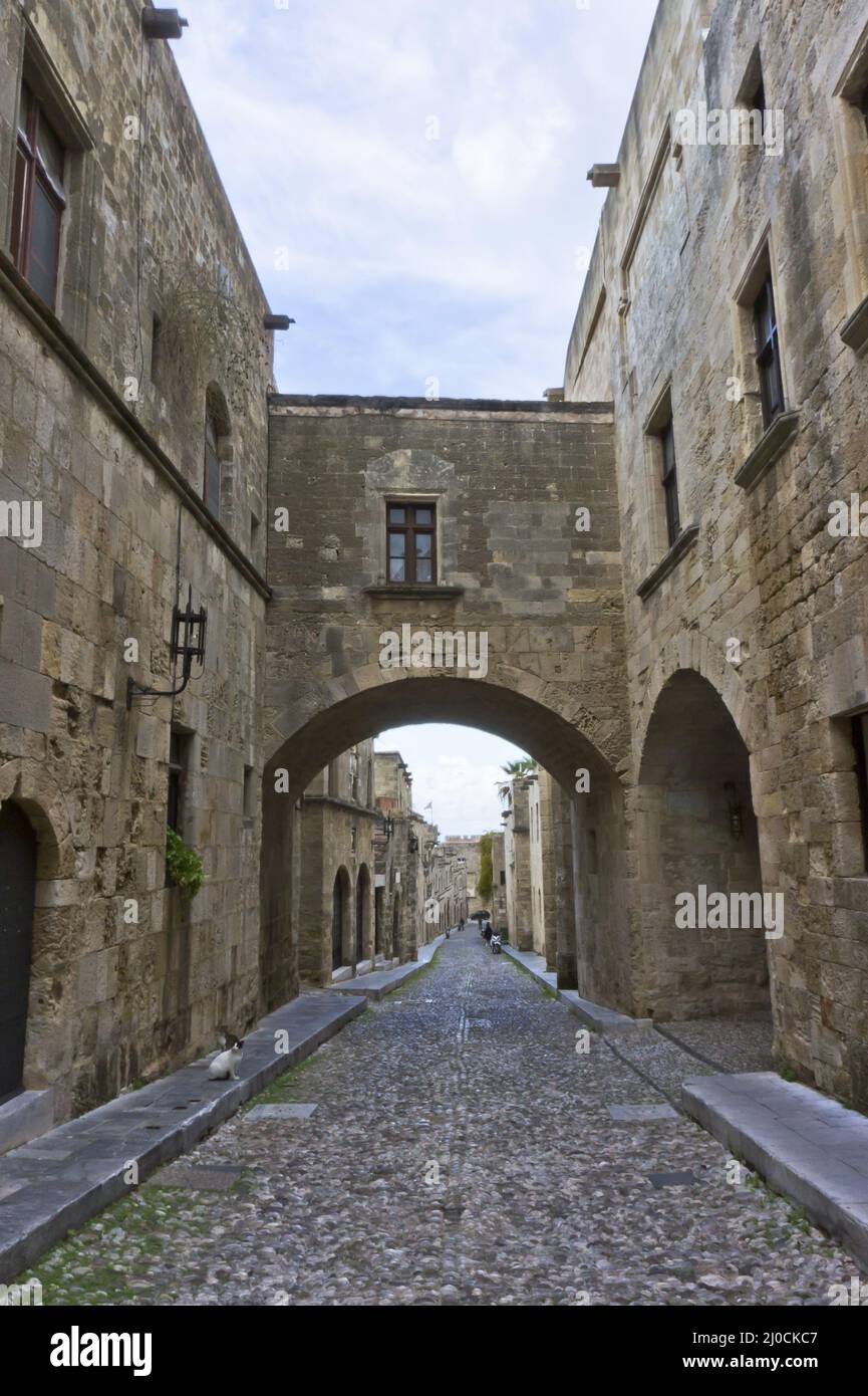 Rue de Knights View, Rhodes Old City, Grèce Banque D'Images