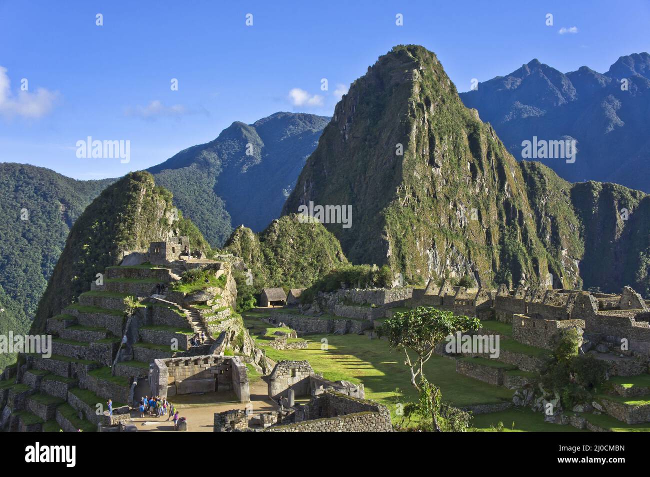 Machu Picchu, vue de jour ensoleillée, Pérou, Amérique du Sud Banque D'Images