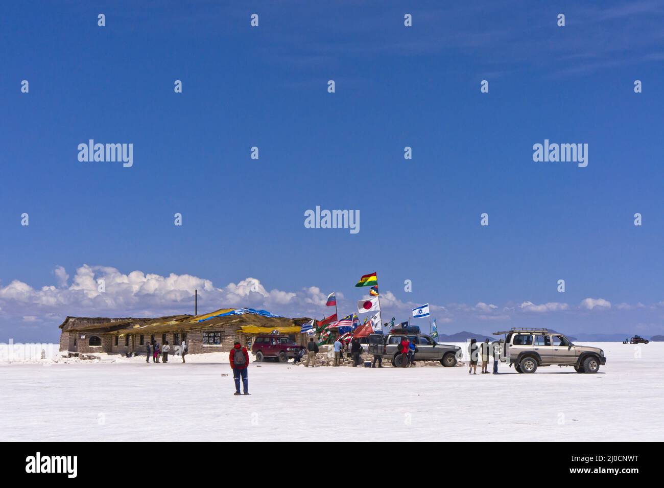 Camp touristique, Salar de Uyuni, Bolivie, Amérique du Sud Banque D'Images