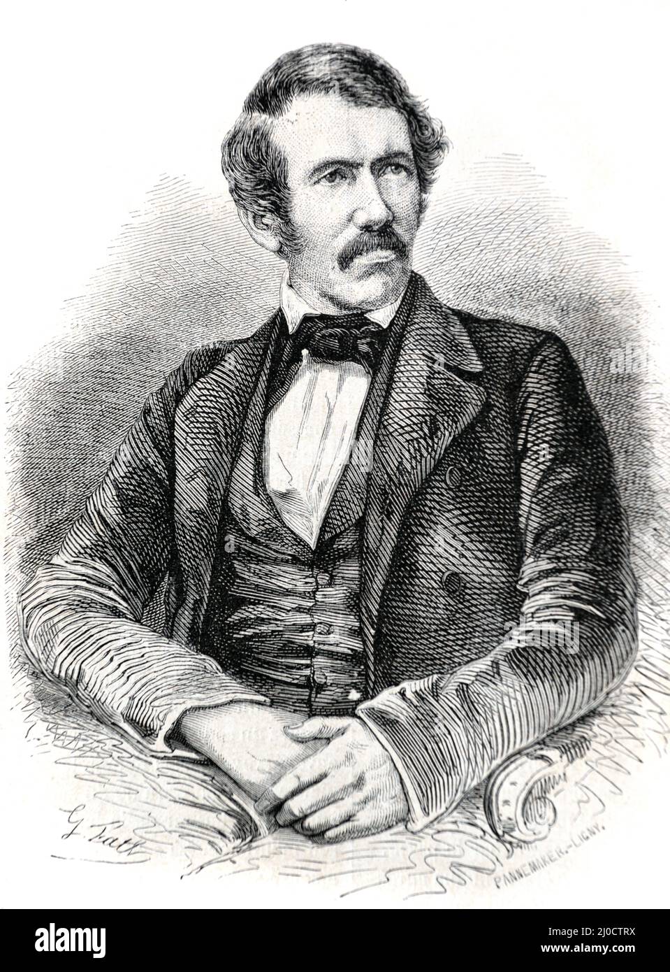 Portrait de David Livingstone (1813-1873) Scottish Explorer, Doctor and Missionary c19th Portrait Engraving or Vintage Illustration Banque D'Images