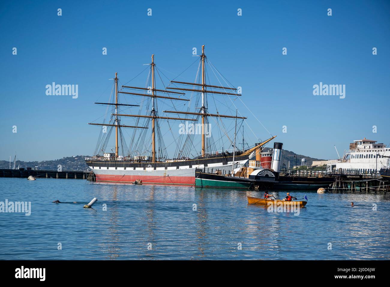 Grand navire Balclutha amarré à San Francisco. Banque D'Images