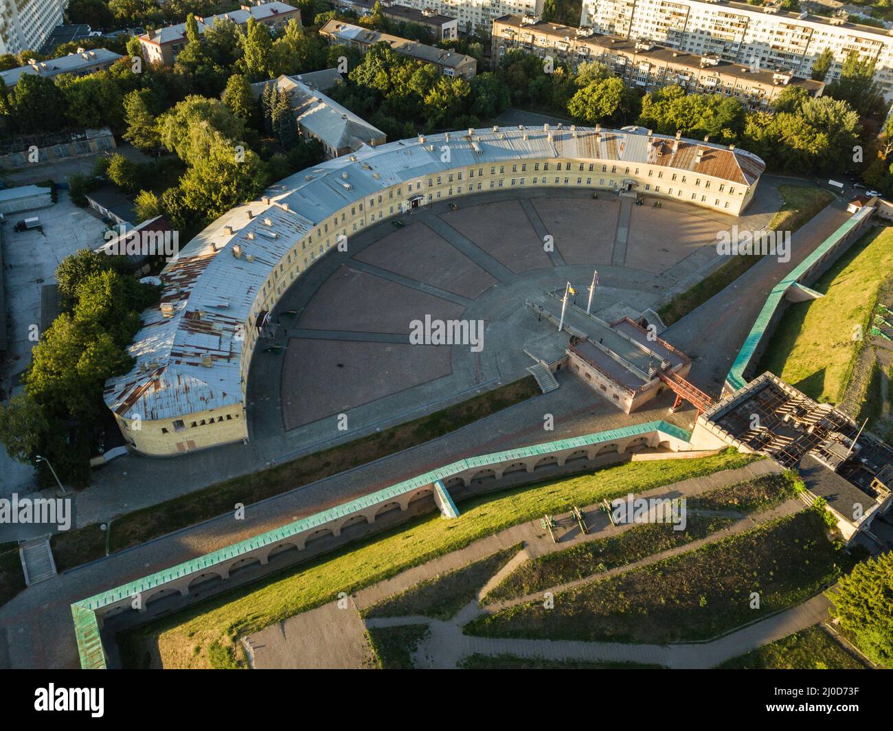 Vue aérienne de dessus de la forteresse de Kiev en Ukraine et du centre de la ville de Kiev Banque D'Images