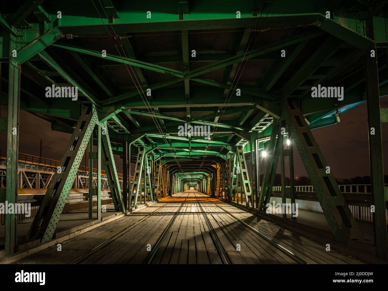 Le tramway au-dessus de la Vistule Banque D'Images