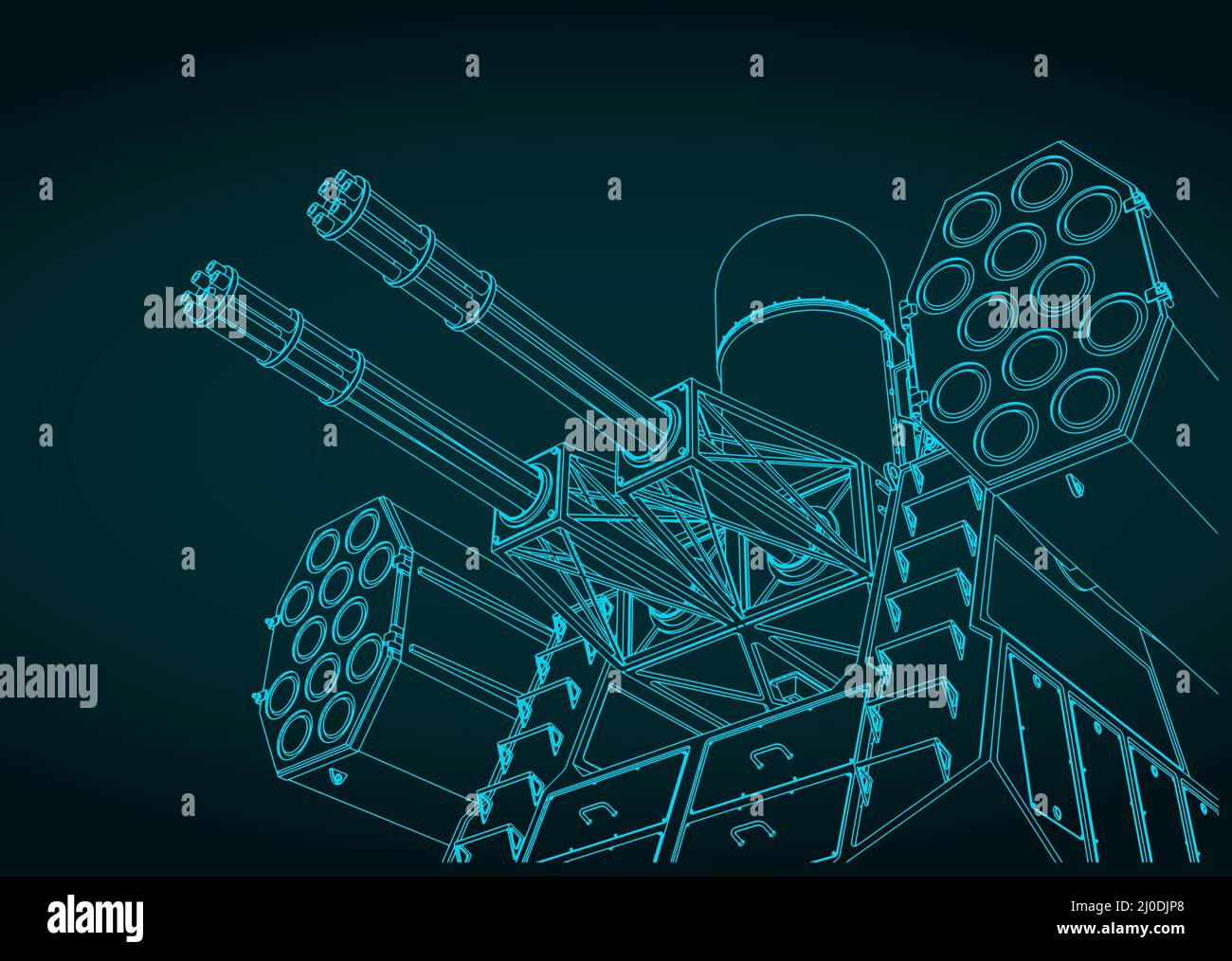 Illustration vectorielle stylisée d'un système de missiles antiaériens embarqués Illustration de Vecteur