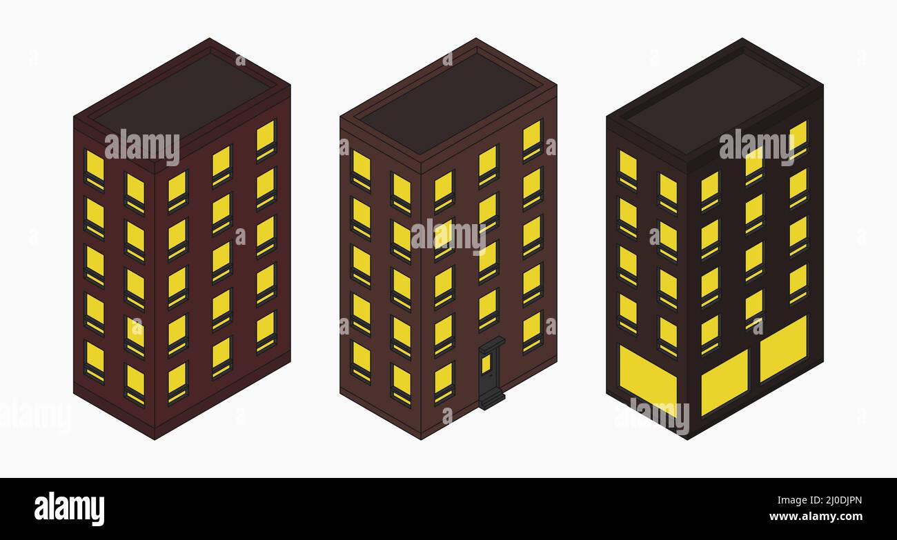 construction d'appartements, illustration vectorielle isométrique à plat Illustration de Vecteur