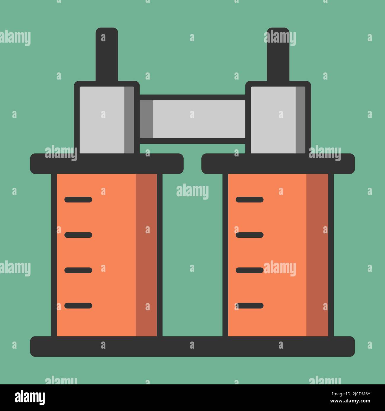 Électroaimant avec bobines d'induction illustration simple et plate Illustration de Vecteur