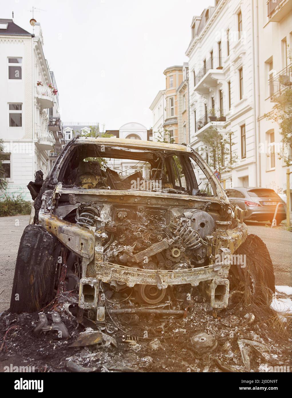 Voiture brûlée Banque D'Images