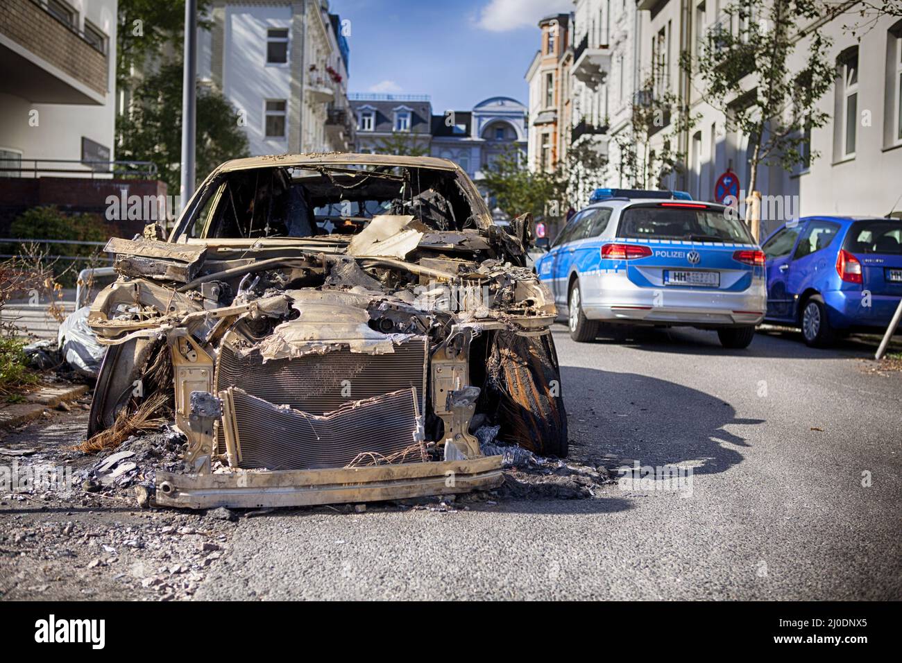 Voiture brûlée Banque D'Images