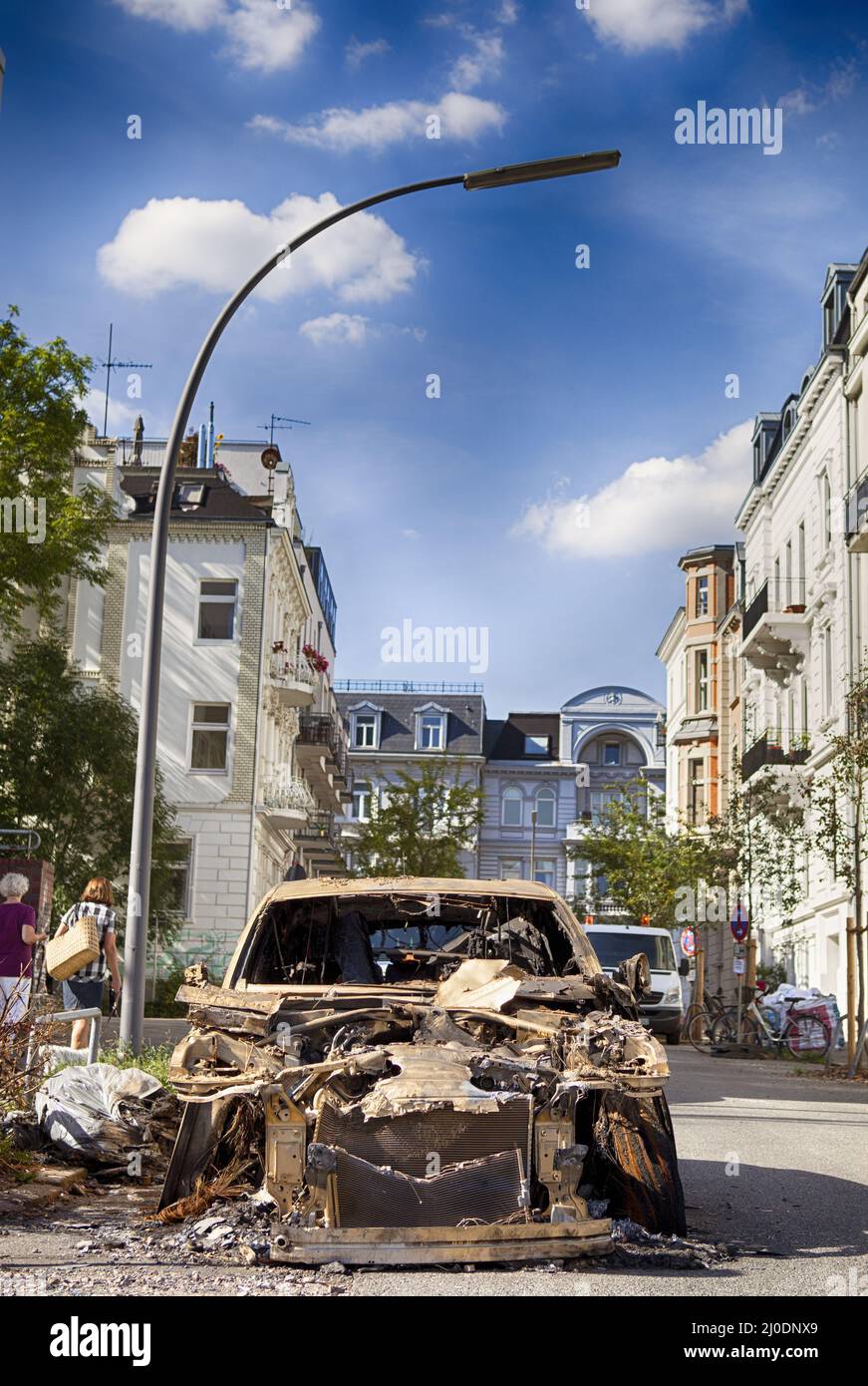 Voiture brûlée Banque D'Images