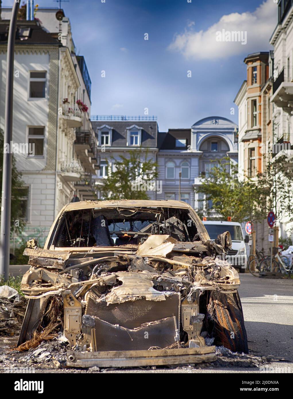 Voiture brûlée Banque D'Images