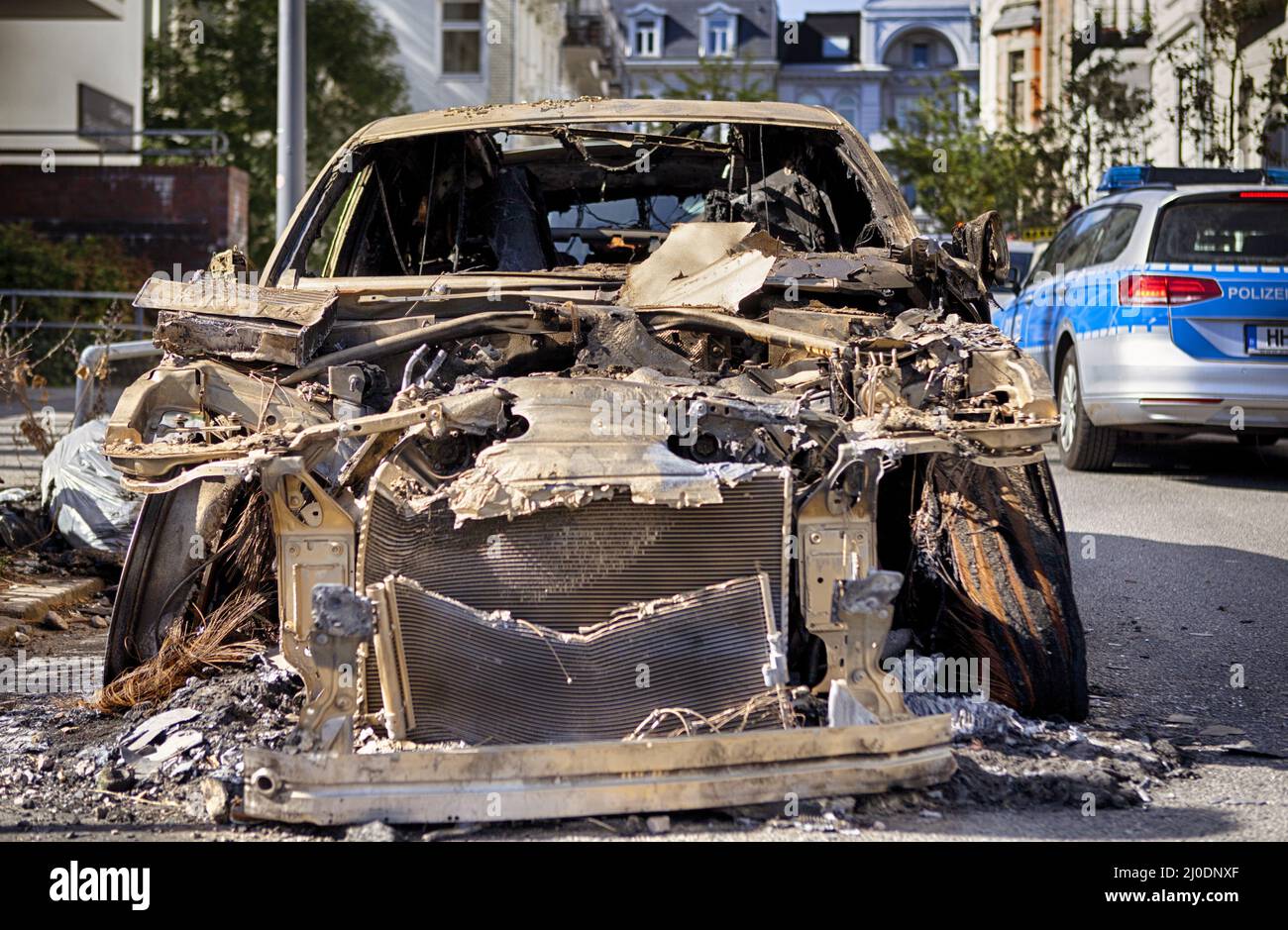 Voiture brûlée Banque D'Images