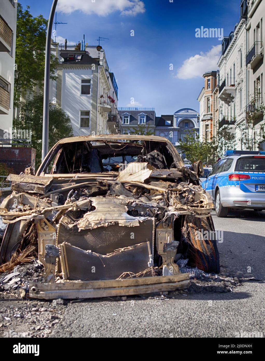 Voiture brûlée Banque D'Images
