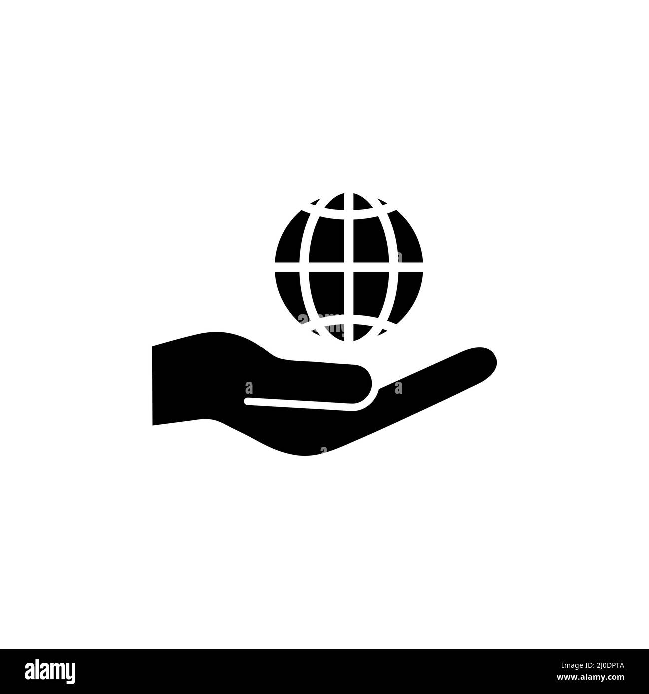 Icône représentant un globe et des mains humaines. Illustration vectorielle isolée Illustration de Vecteur