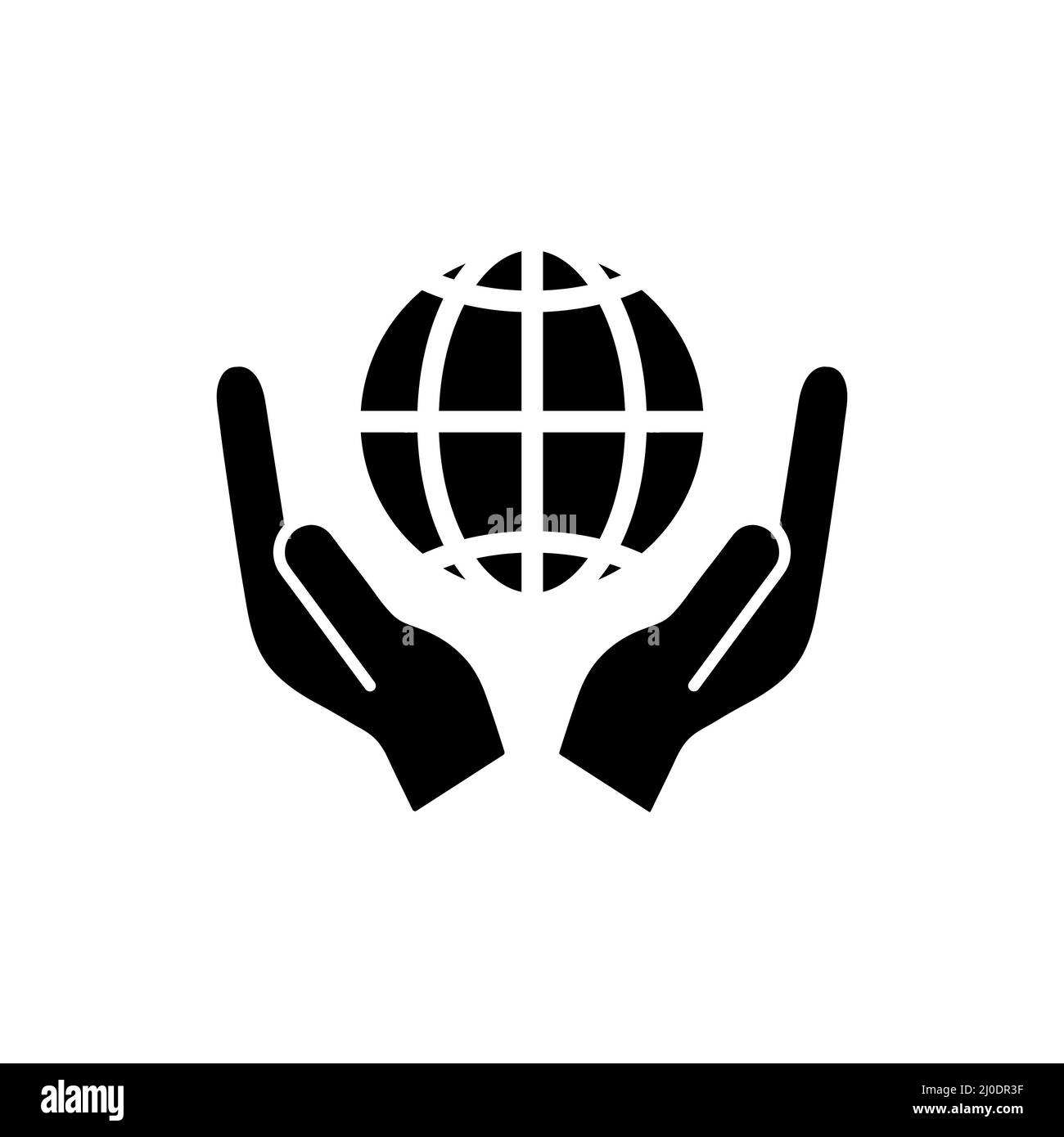 Icône représentant un globe et des mains humaines. Illustration vectorielle isolée Illustration de Vecteur