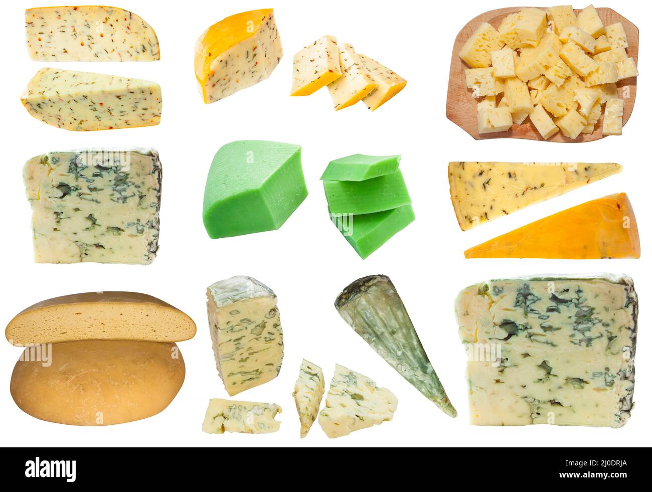 collection de fromage isolée sur blanc. concept de la nourriture laitière Banque D'Images