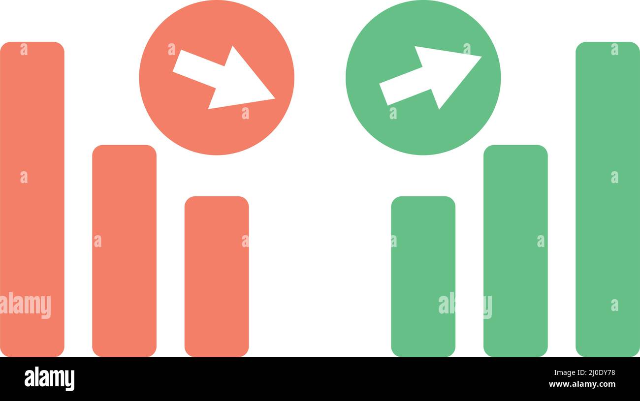 Ensemble d'icônes permettant de diminuer et d'augmenter les graphiques à barres. Graphique d'analyse. Vecteur modifiable. Illustration de Vecteur