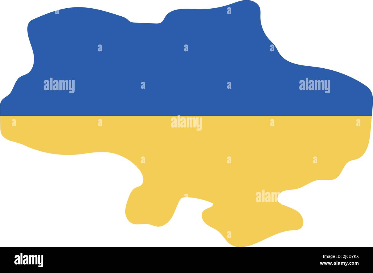 Drapeau ukrainien dans la forme du continent de l'Ukraine. Vecteurs modifiables. Illustration de Vecteur