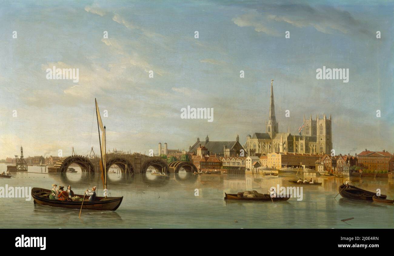Le bâtiment du pont de Westminster. Samuel Scott, ca. 1742. Banque D'Images