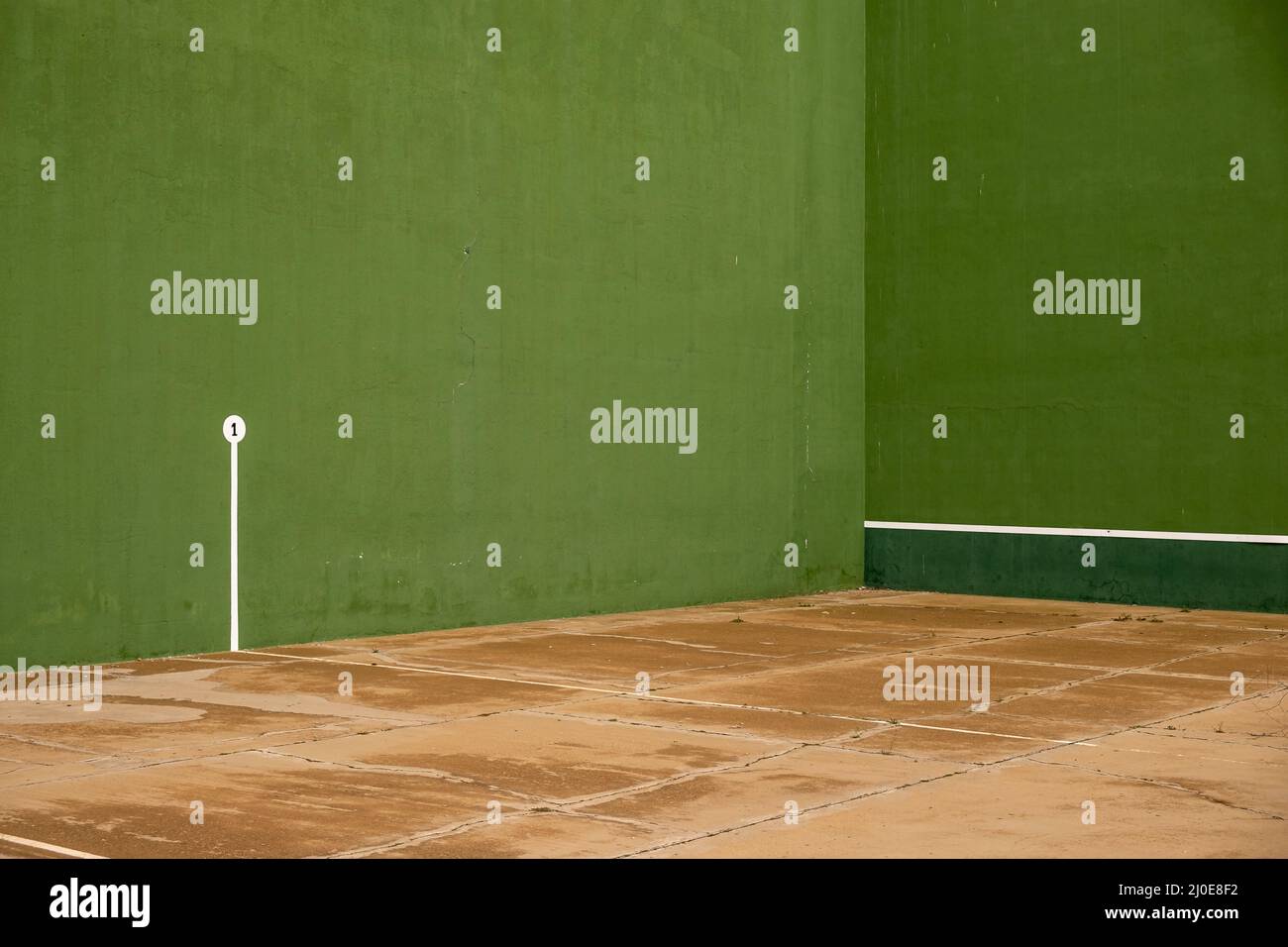 Détail des marques dans une cour de fronton, ballon basque, Espagne Banque D'Images
