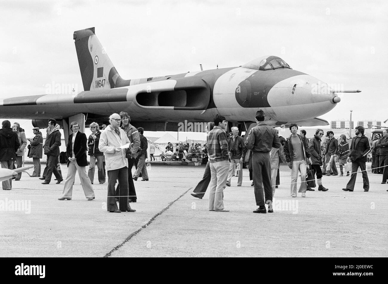 RAF Greenham Common, Air Show, Berkshire, juin 1980. Royal Air Force, Avro 698 Vulcan B2, XM647. Banque D'Images