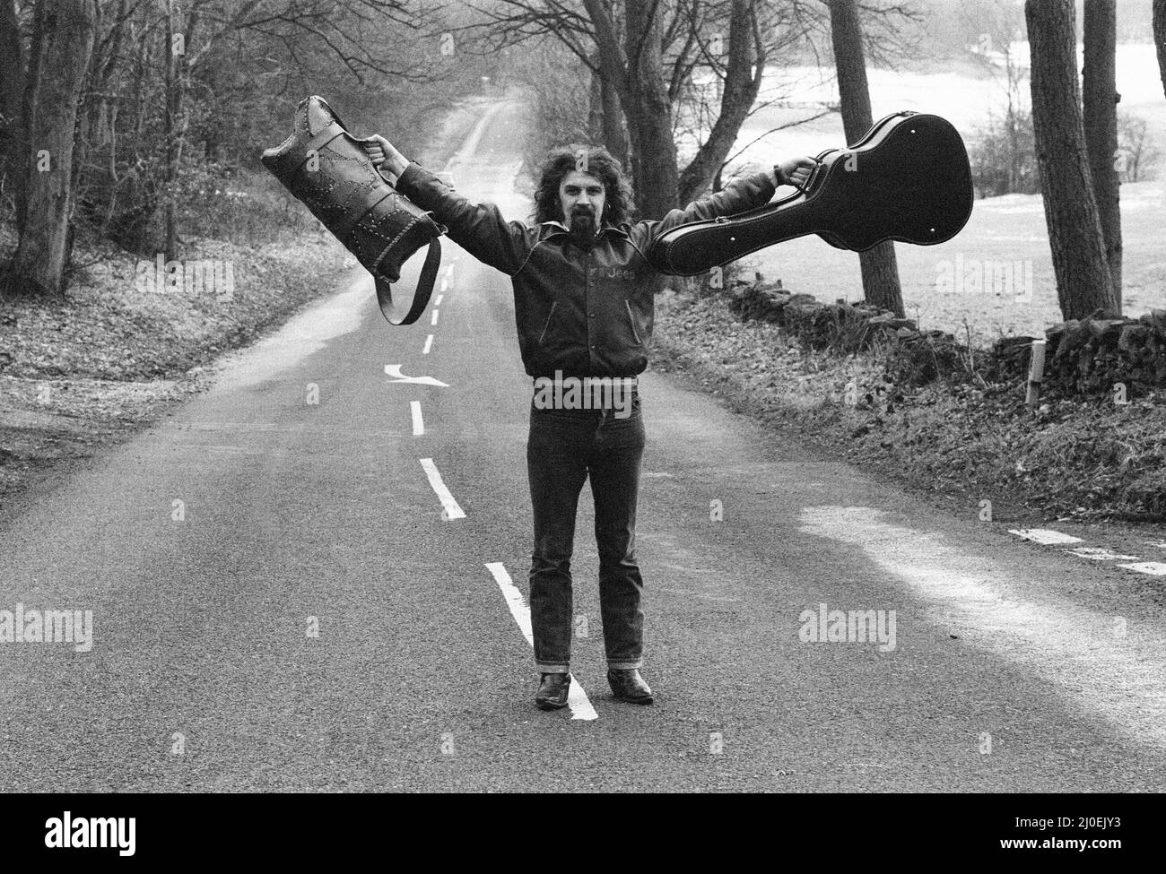 Billy Connolly, voyage dans le nord-ouest de l'Angleterre, dans le cadre de son Big Wee Tour of Britain de 64, février 1979. Banque D'Images