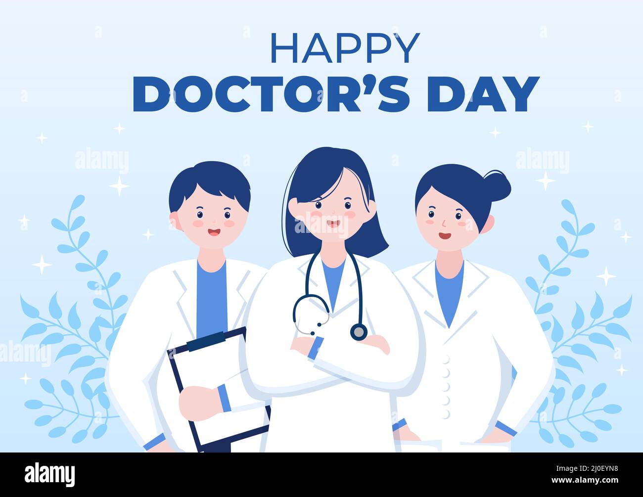 Illustration vectorielle de la Journée mondiale des médecins pour carte de vœux, affiche ou arrière-plan avec image de médecin, stéthoscope et équipement médical Illustration de Vecteur