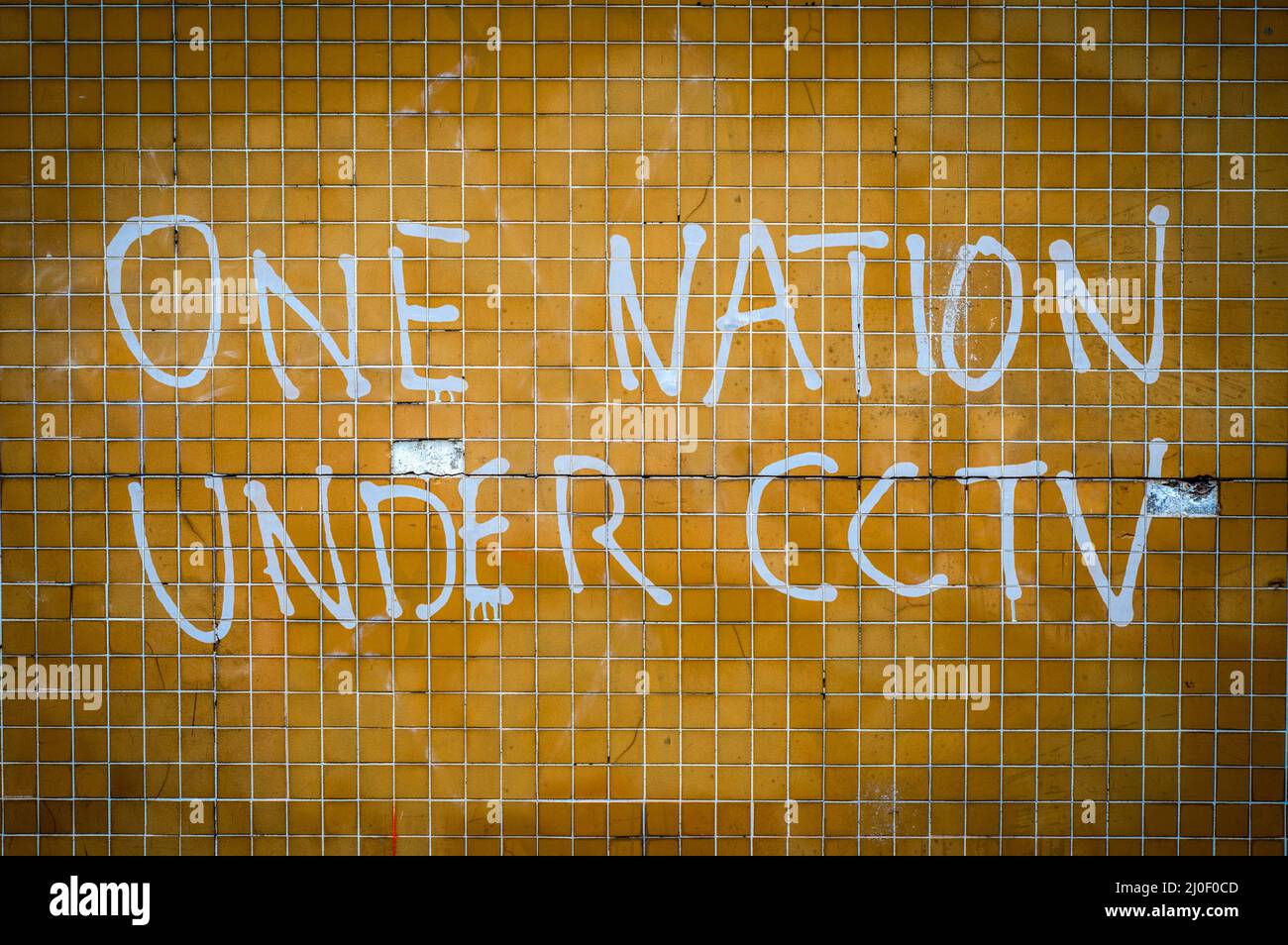 One Nation sous CCTV Graffiti Banque D'Images