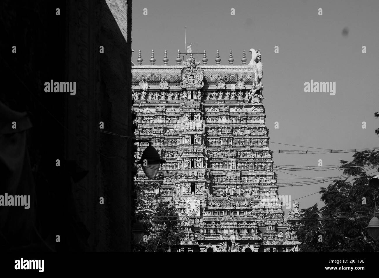 Photo monochrome du temple de Madurai meenakshi amman Tamil Nadu Banque D'Images
