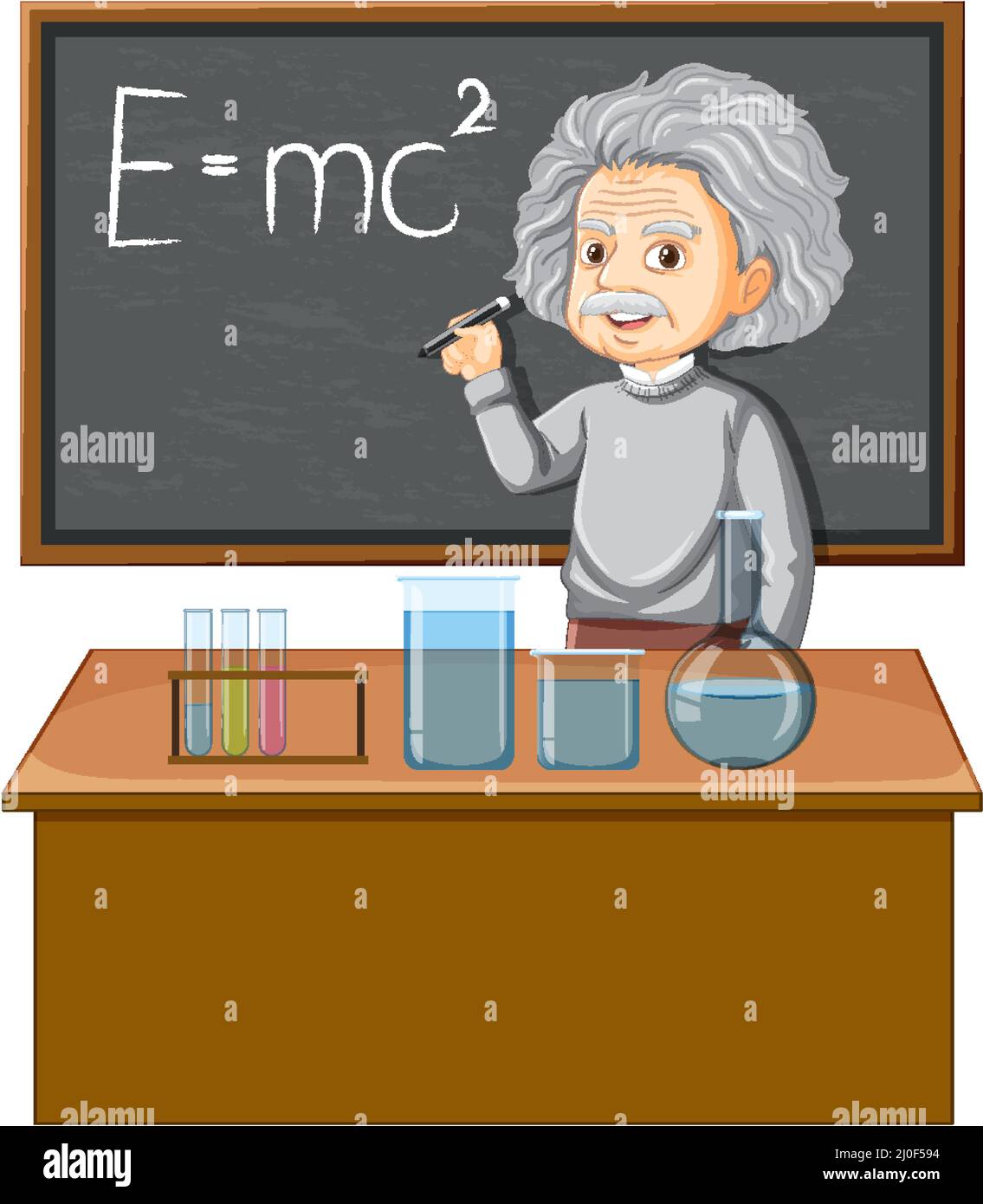 Portrait d'Albert Einstein en dessin animé Illustration de Vecteur