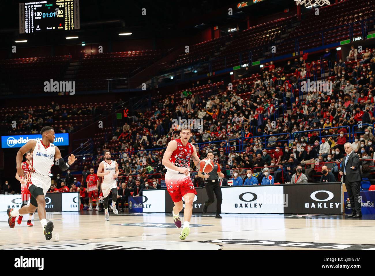 Milan, Italie, Italie. 13th mars 2022. Italie, Milan mars 13 2022: Kostantinos Mitoglou (Armani forward) pause rapide dans 4th trimestre pendant le match de basket-ball A|X Armani Milan vs Allianz Trieste, Lega Panier A 2021-2022 day22 (Credit image: © Fabrizio Andrea Bertani/Pacific Press via ZUMA Press Wire) Banque D'Images