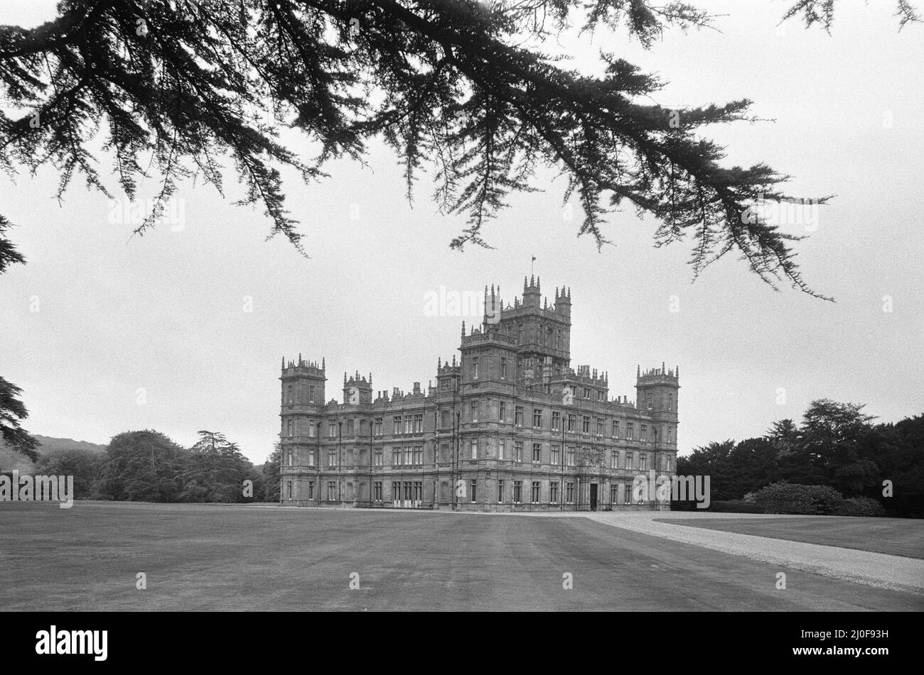 Le château de Highclere est le siège du comte de Carnarvon. Highclere, Hampshire. Vers septembre 1979. Banque D'Images