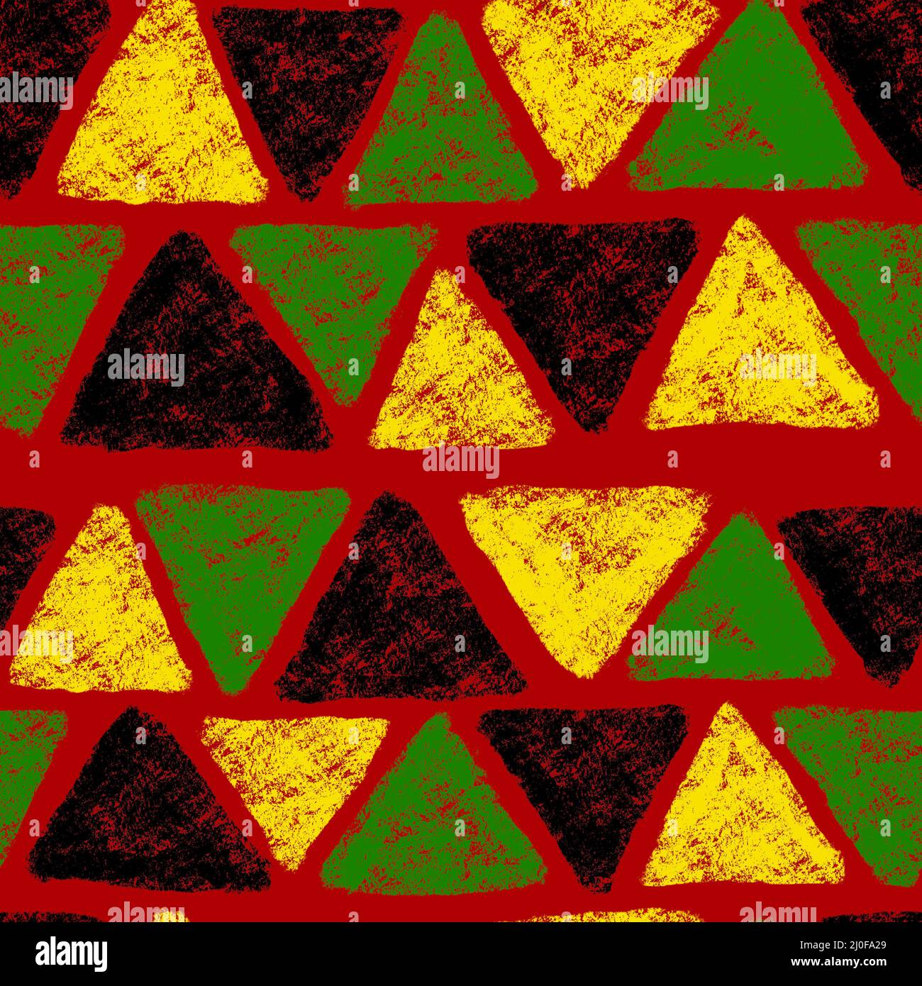 Motif sans couture dessiné à la main avec un imprimé géométrique africain, tissu Junetdix-septième liberté 1865, jaune vert rouge noir formes abstraites kente tissu, arrière-plan ethnique Banque D'Images