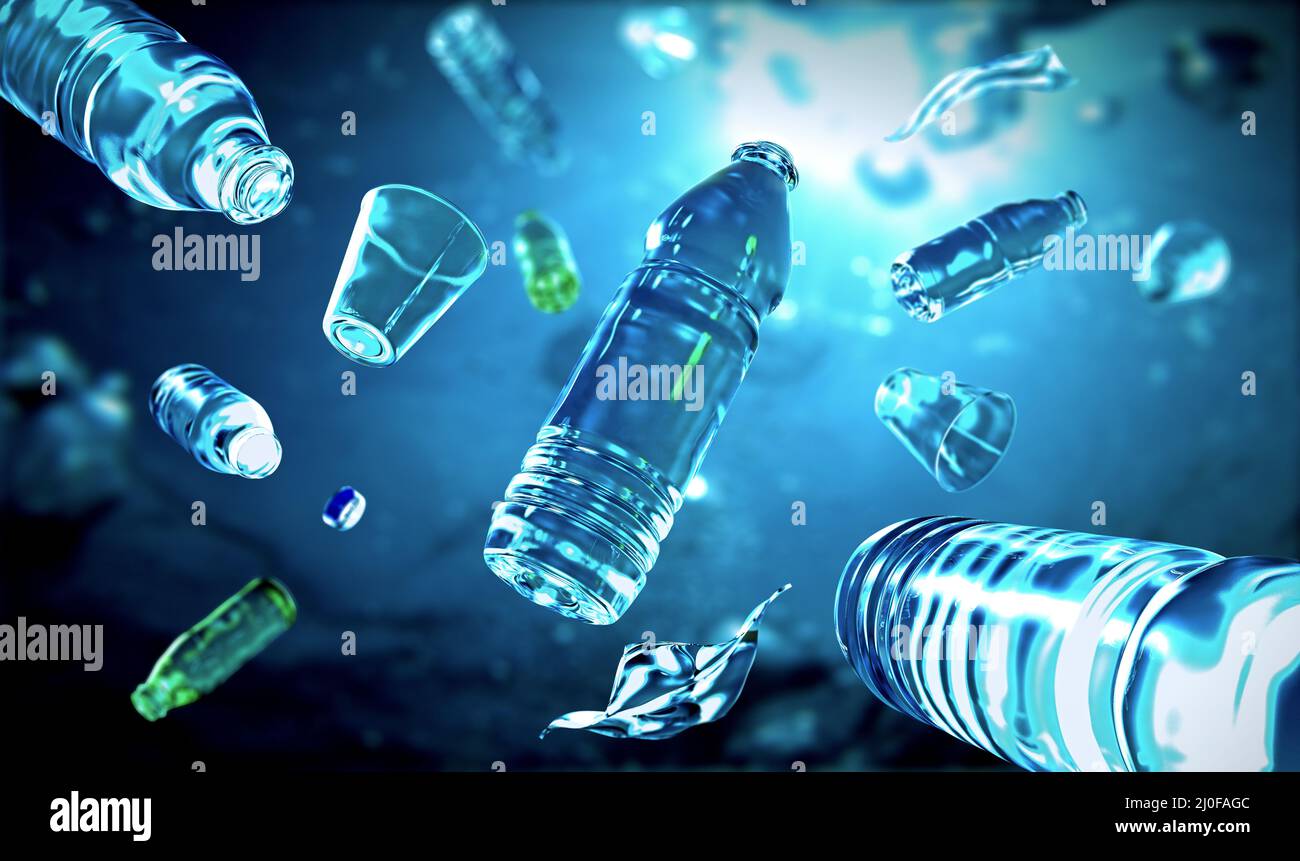 Pollution plastique dans l'océan, illustration Banque D'Images
