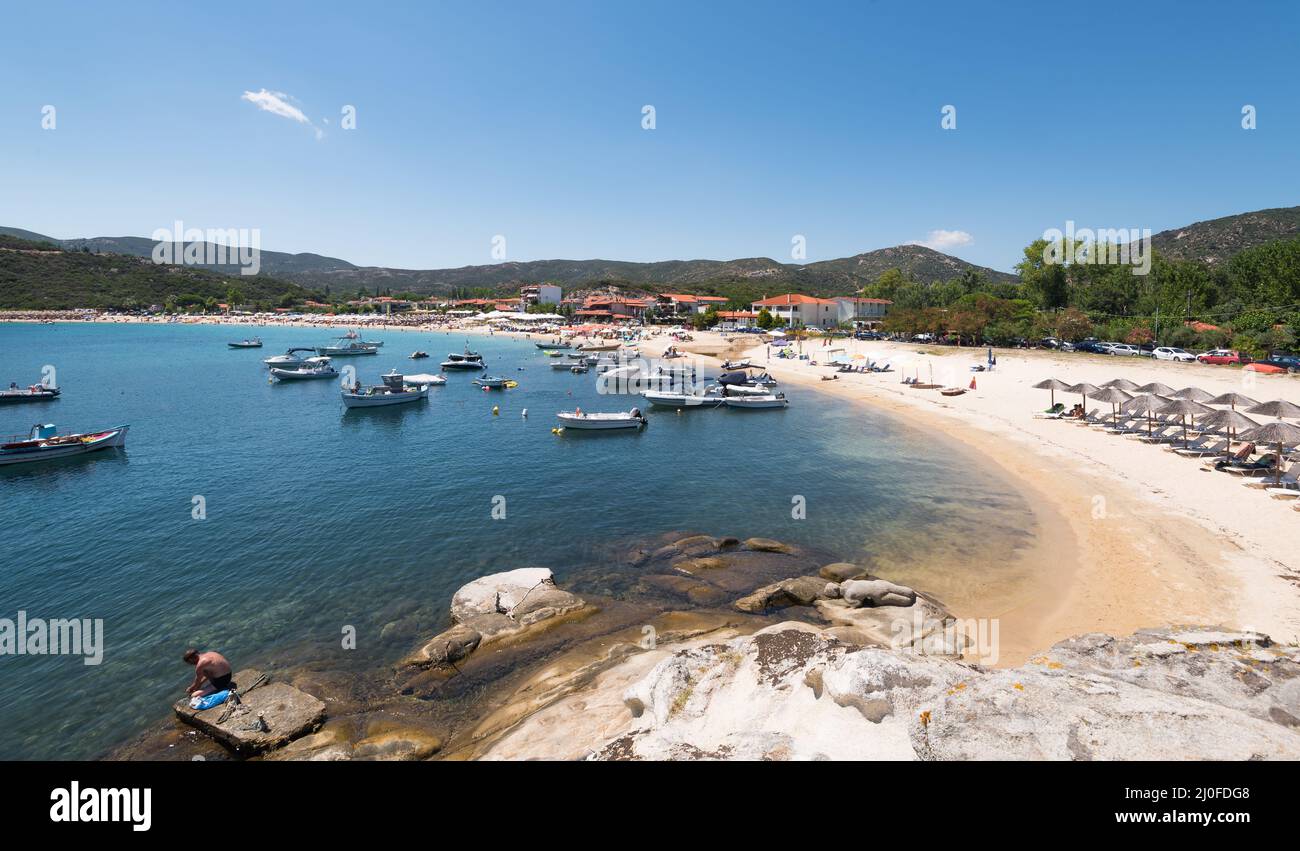 Plage de Kalamitsi, Sithonia Chalkidiki. Banque D'Images