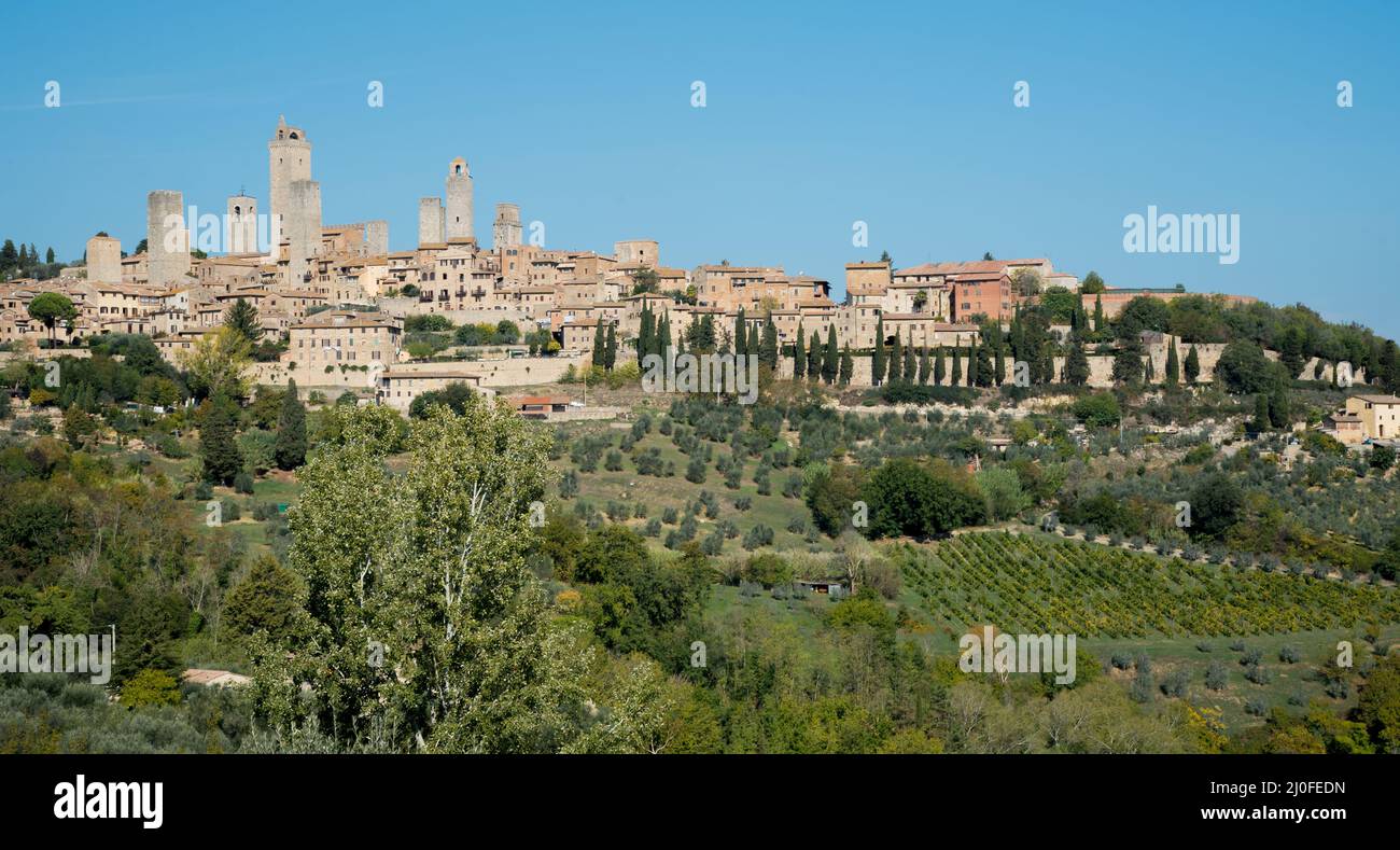 Ville historique de San Gimignano dans la province de Sienne en Toscane, Italie Banque D'Images