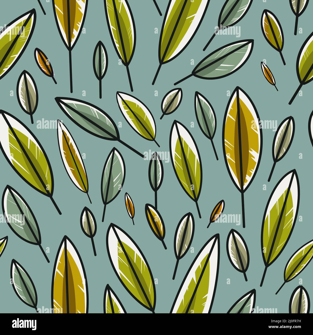 Motif coloré de feuilles isolées sur un arrière-plan délicat. Motif plumes sans coutures. Banque D'Images