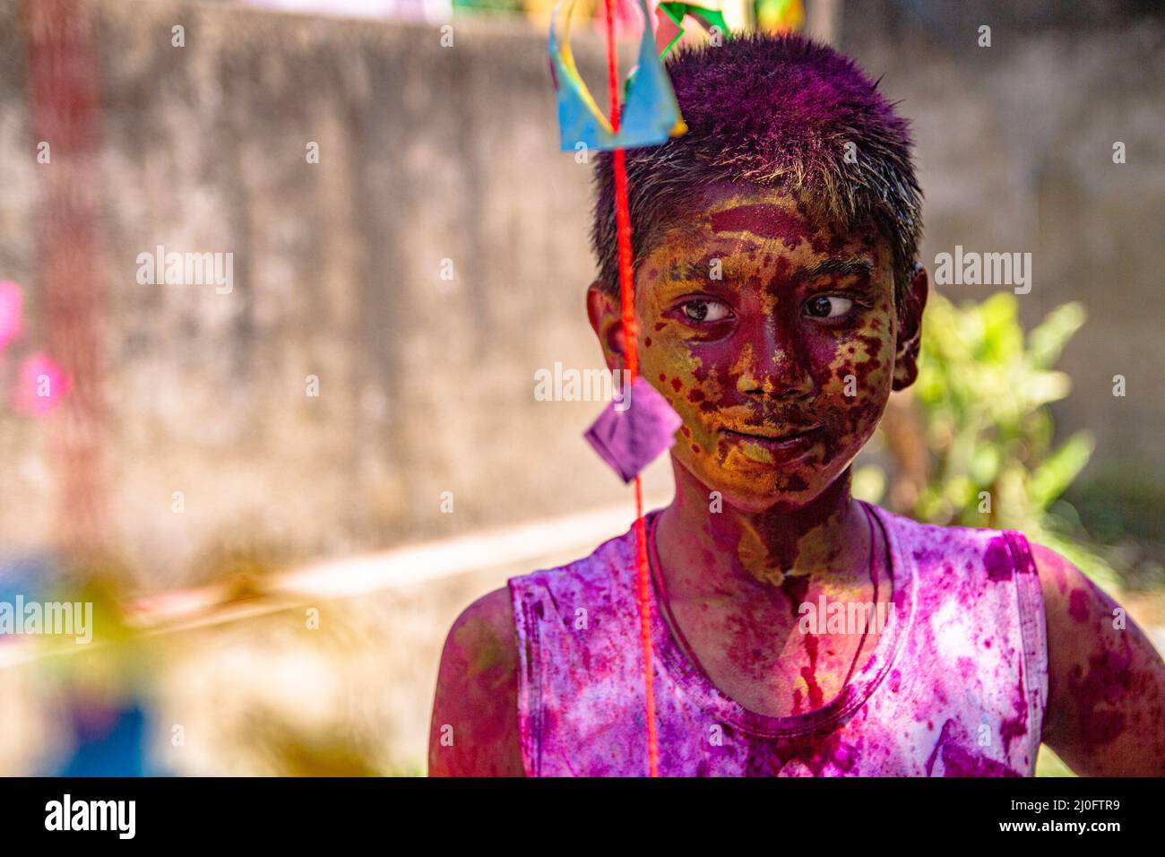 Kolkata, Bengale occidental, Inde. 17th mars 2022. Célébration de Holi le festival des couleurs. (Credit image: © Sudip Chanda/Pacific Press via ZUMA Press Wire) Banque D'Images
