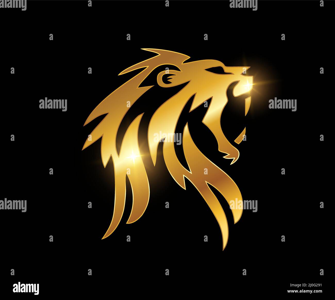 Illustration vectorielle du logo vectoriel Golden Lion Head Illustration de Vecteur