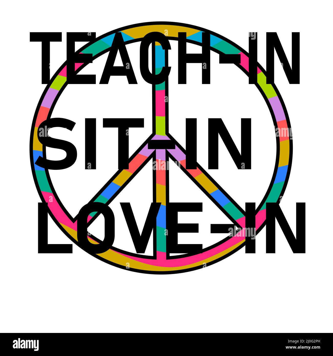 Paix avec Teach-In, sit-in et love-In Banque D'Images
