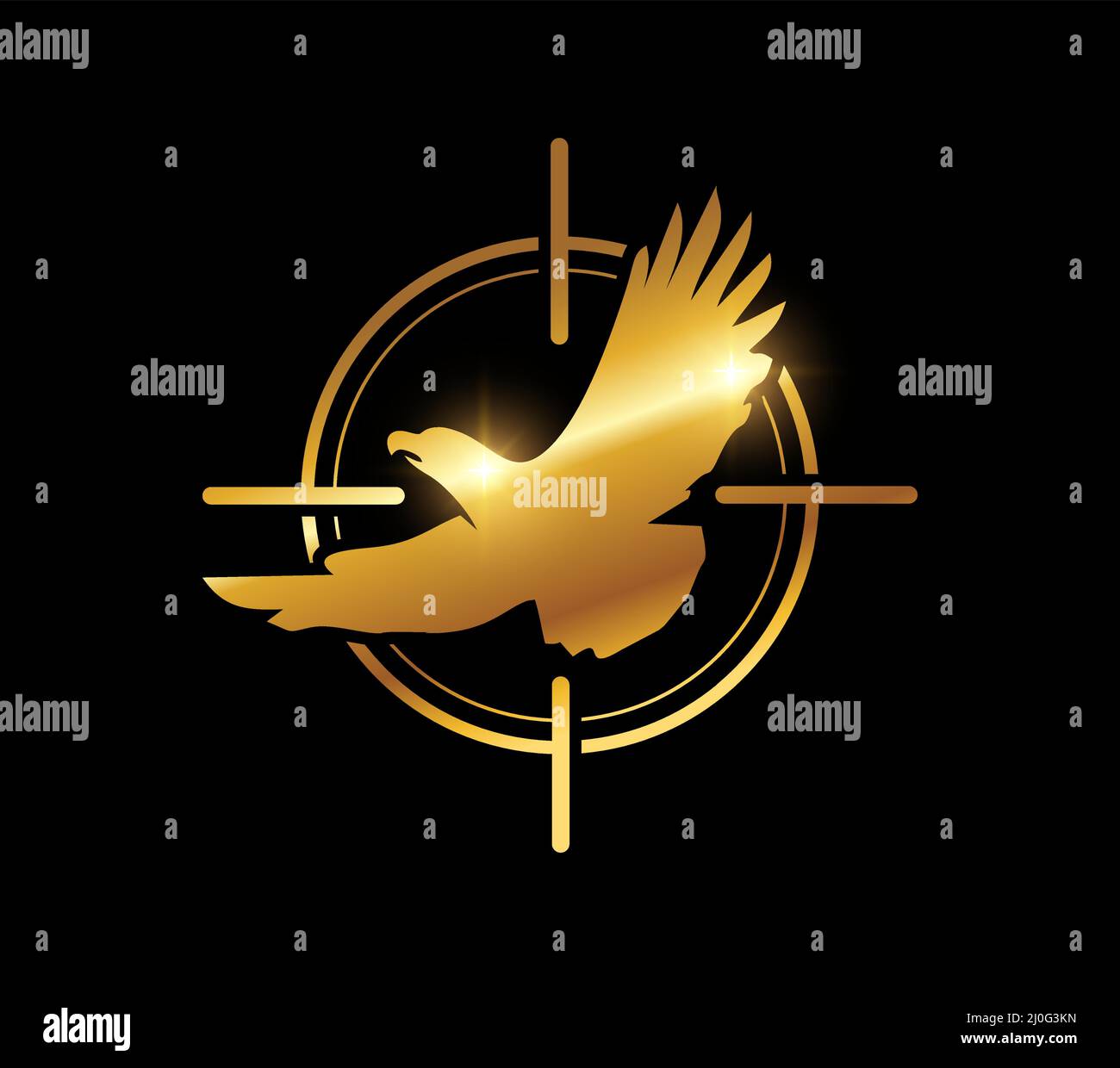 Illustration vectorielle du logo Golden Flying Bald Eagle Illustration de Vecteur