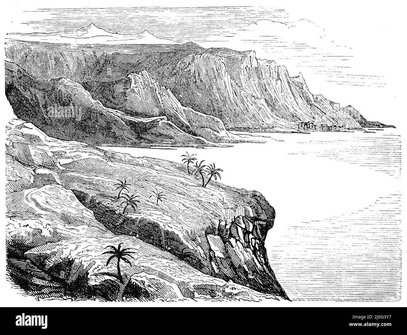 Rive est de la mer Morte dans la région de Kalirrhoe, , (livre de géographie, 1885), Ostufer des Toten Meeres in der Gegend von Kalirhoe, Rive orientale de la mer Morte dans la région de Kalirhoe Banque D'Images Rive est de la mer Morte dans la région de Kalirrhoe, , (livre de géographie, 1885), Ostufer des Toten Meeres in der Gegend von Kalirhoe, Rive orientale de la mer Morte dans la région de Kalirhoe Banque D'Images
