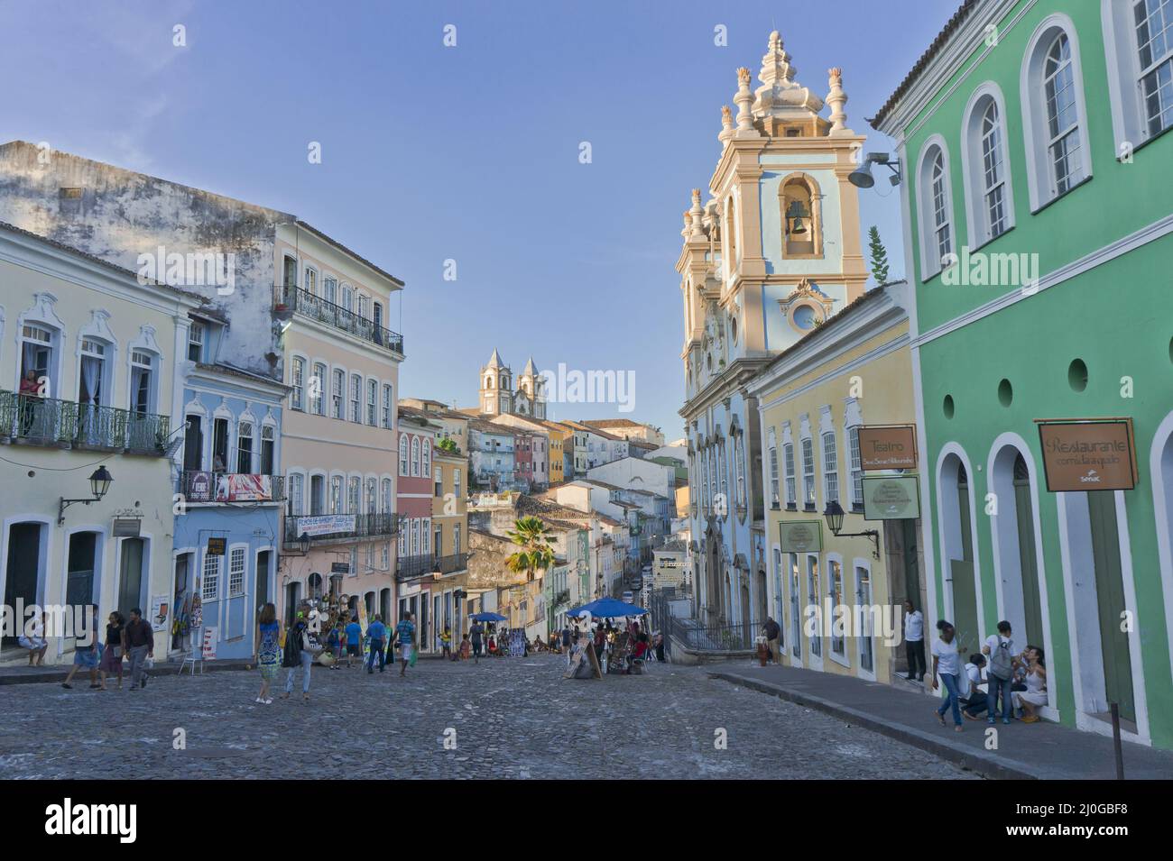 Salvador de Bahia, vue Pelourinho avec des bâtiments colorés, Brésil, Amérique du Sud Banque D'Images