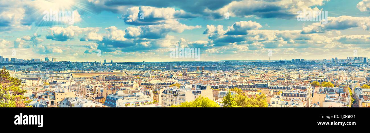 Panorama Ville de Paris de Montmartre Banque D'Images