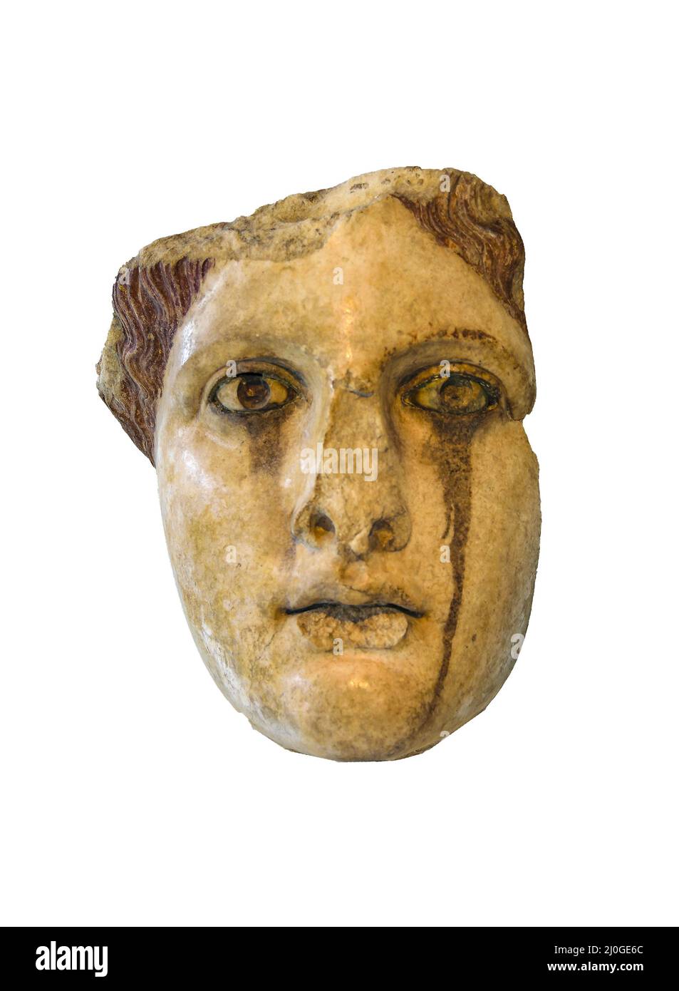 Sculpture de tête grecque antique Banque D'Images