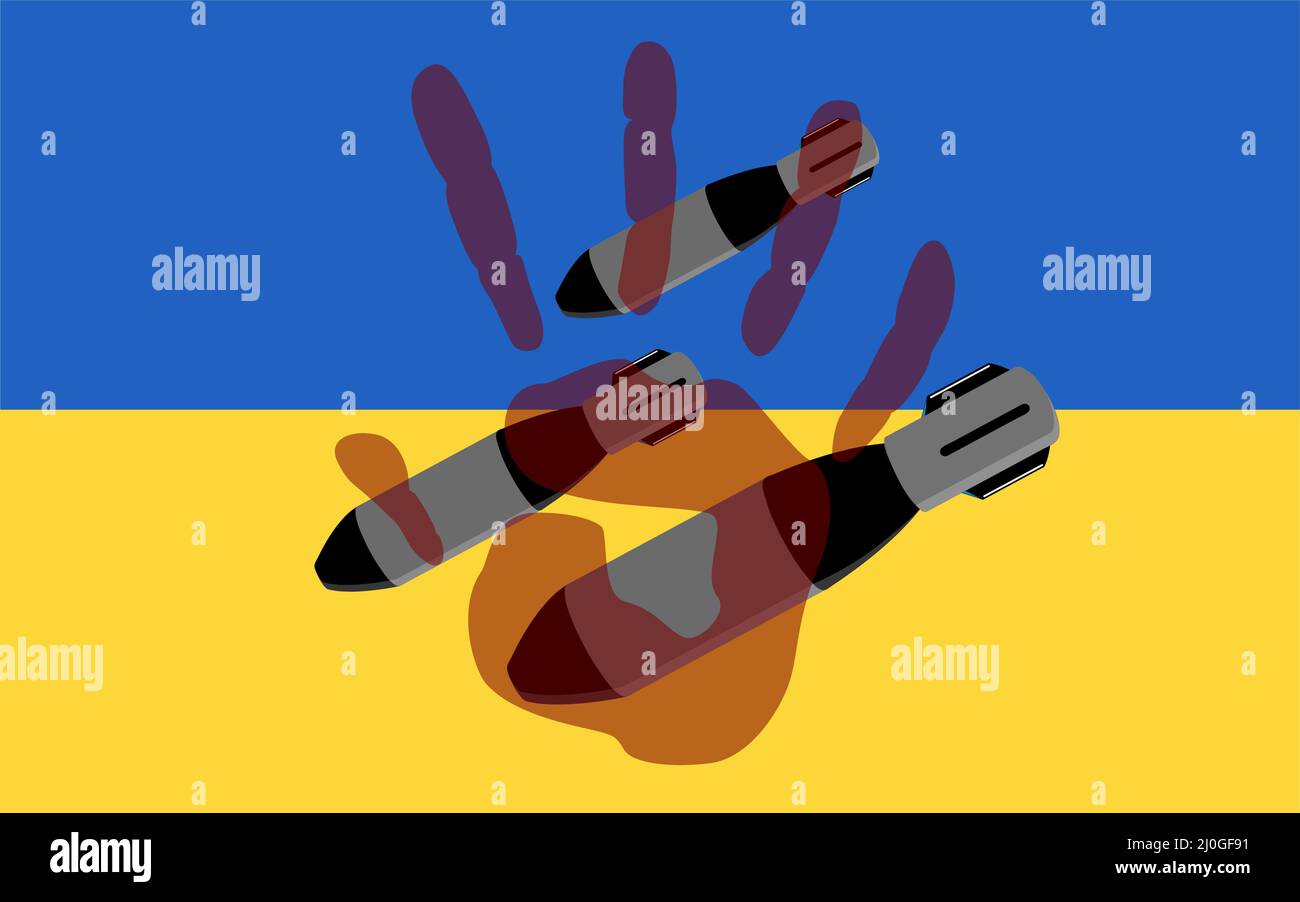 Des missiles russes frappent des villes ukrainiennes. Arrêter l'invasion russe, arrêter la guerre Illustration de Vecteur