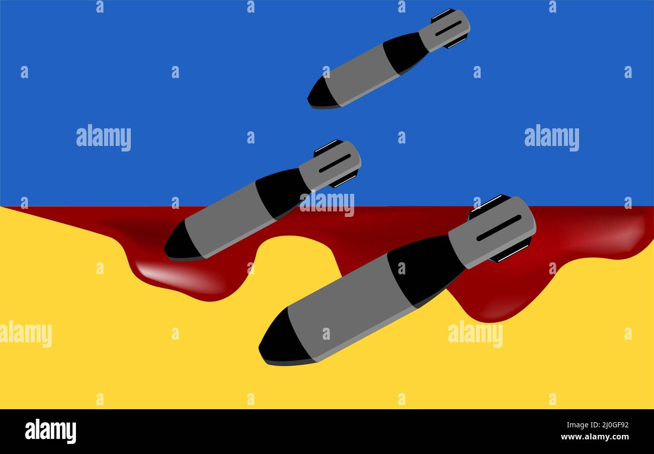 Des missiles russes frappent des villes ukrainiennes. Arrêter l'invasion russe, arrêter la guerre Illustration de Vecteur