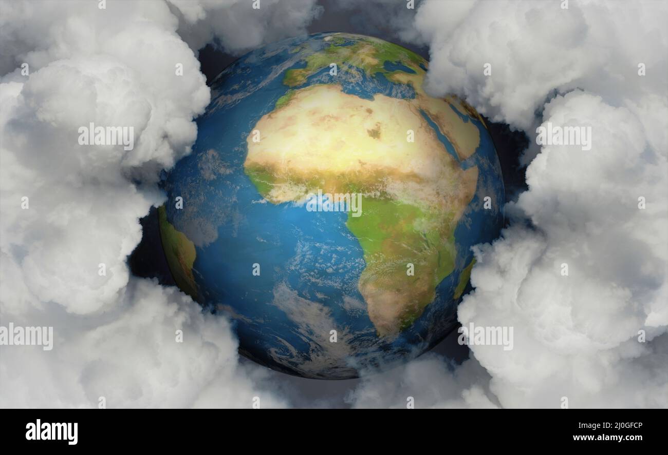 Émissions de la Terre et mondiales Banque D'Images