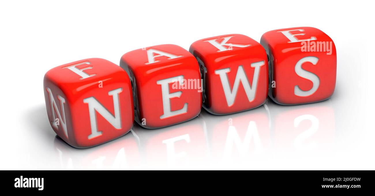 Lettres rouges cubes FAUSSES NOUVELLES Banque D'Images